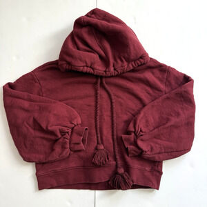 Ulla Johnson Mel Hoodie Bubble Puff Sleeve Burgundy Size Small? Petite Boho
